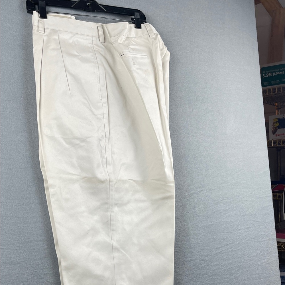 Cream High-Waist Pleated Trousers